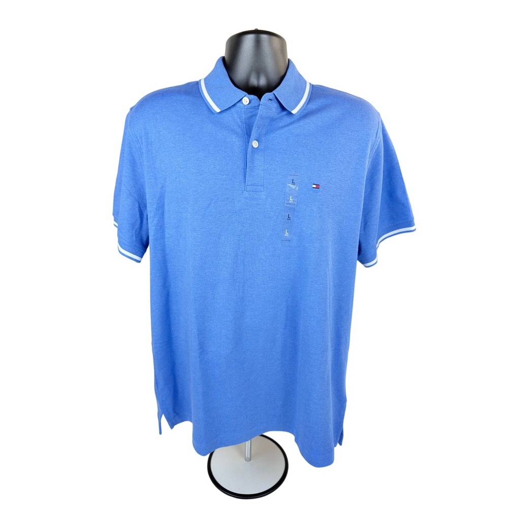 Tommy Hilfiger Mens Blue Heather Short Sleeve Polo Shirt XM03528 Medium New